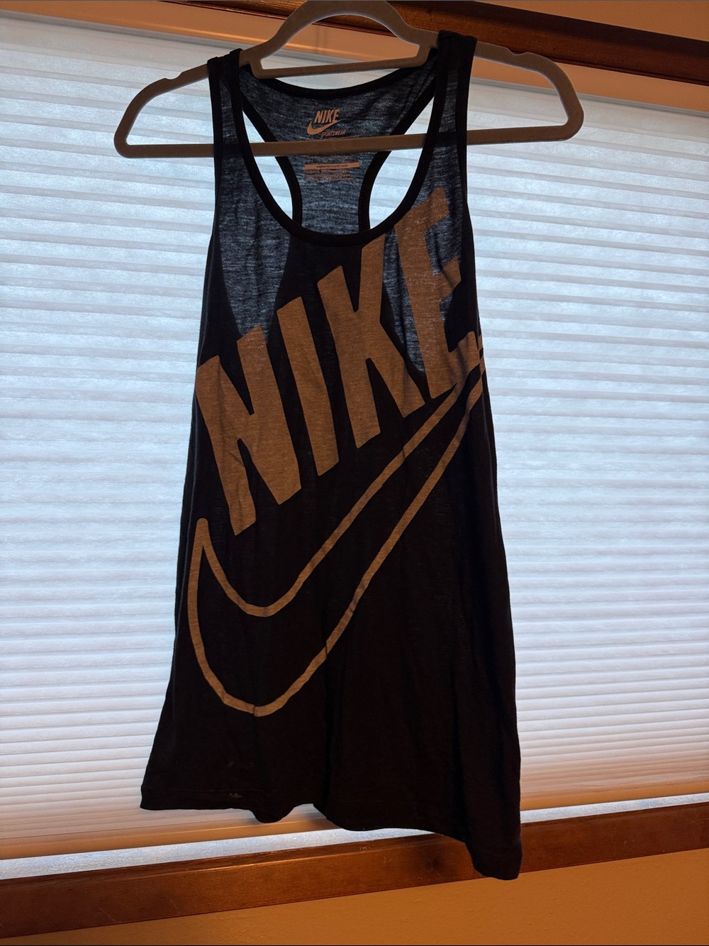Nike Black Tank with Large Gray Logo